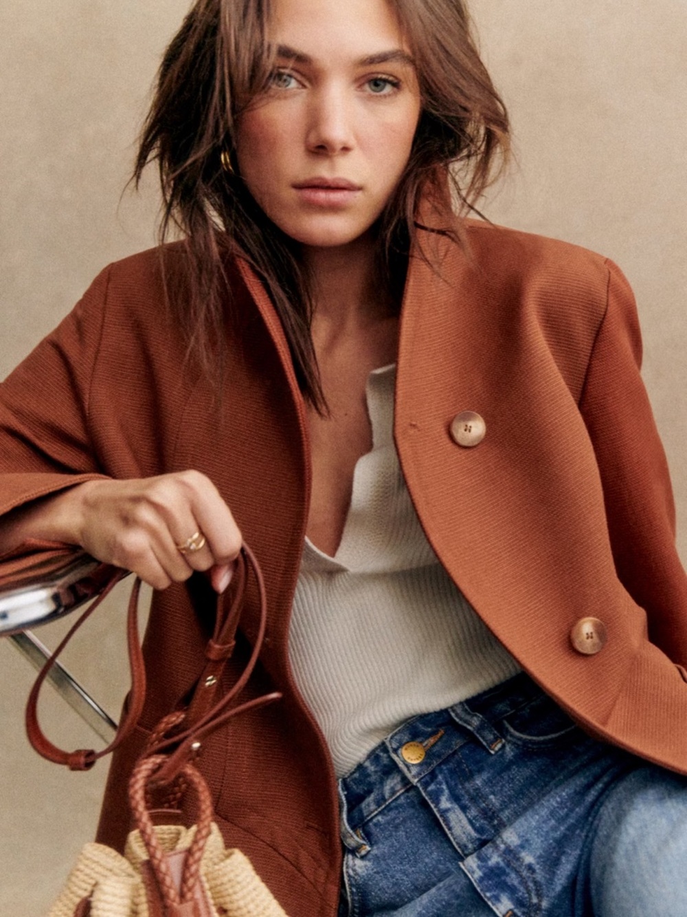 Sezane Alvin jacket sz 12/ UK 44 in Hazelnut